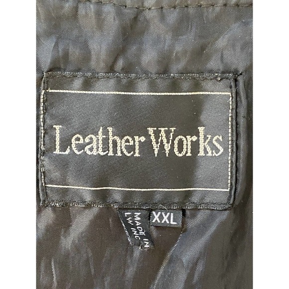 Leather Works Men’s Genuine Leather Black Patchwork Motorcycle Biker Vest XXL - Picture 15 of 16